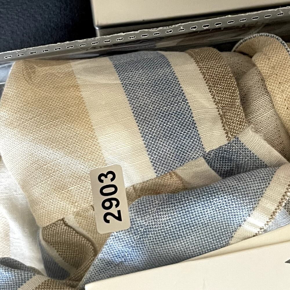 Zara Jacket Womens Large Striped Blue Linen BlendOpen Front Peplum Coastal NWT - Picture 15 of 16